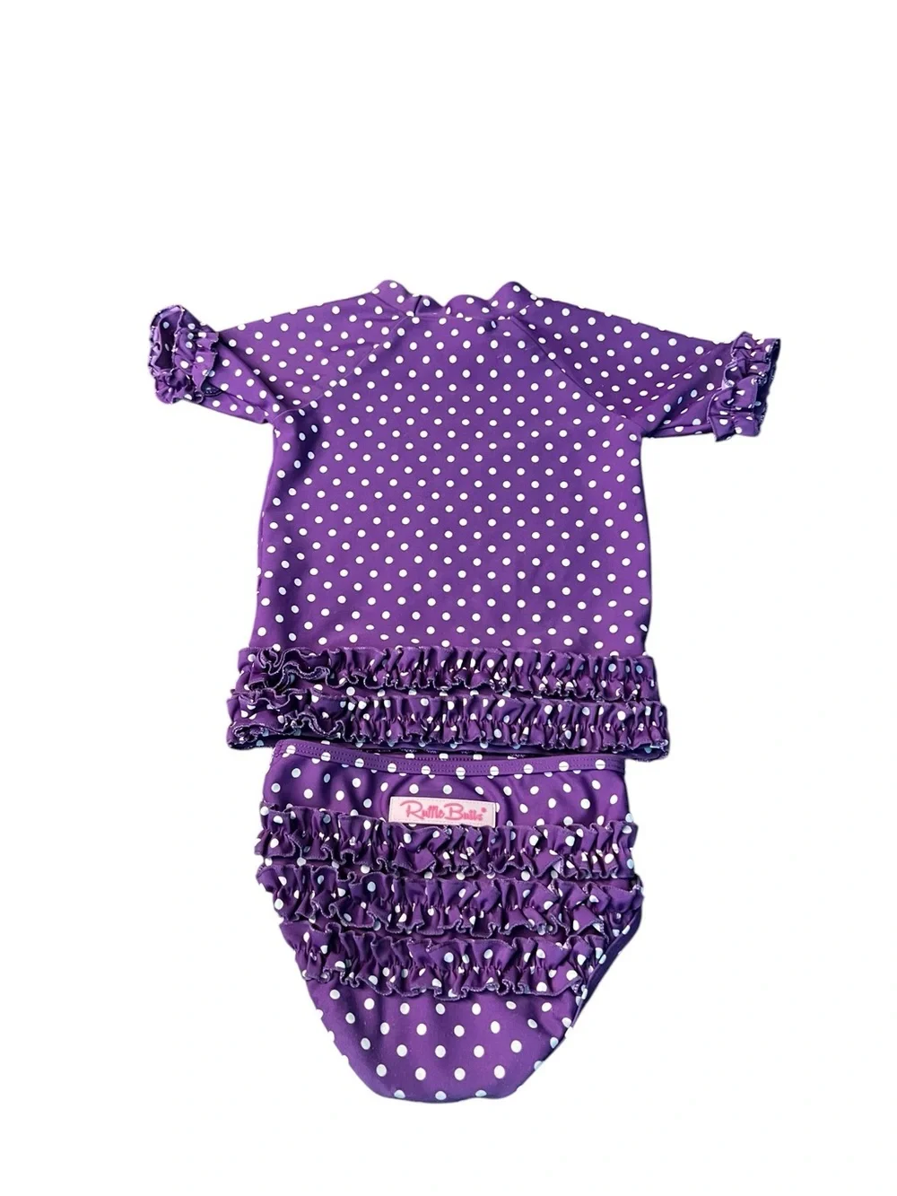 Ruffle Butts Purple & White Polka Dot Girls' 2 Piece Swim Set Size 3T